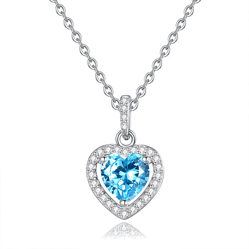 S925 Heart Shape Gemstone Necklace - 5 Options