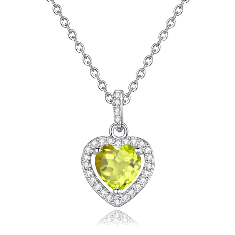 S925 Heart Shape Gemstone Necklace - 5 Options