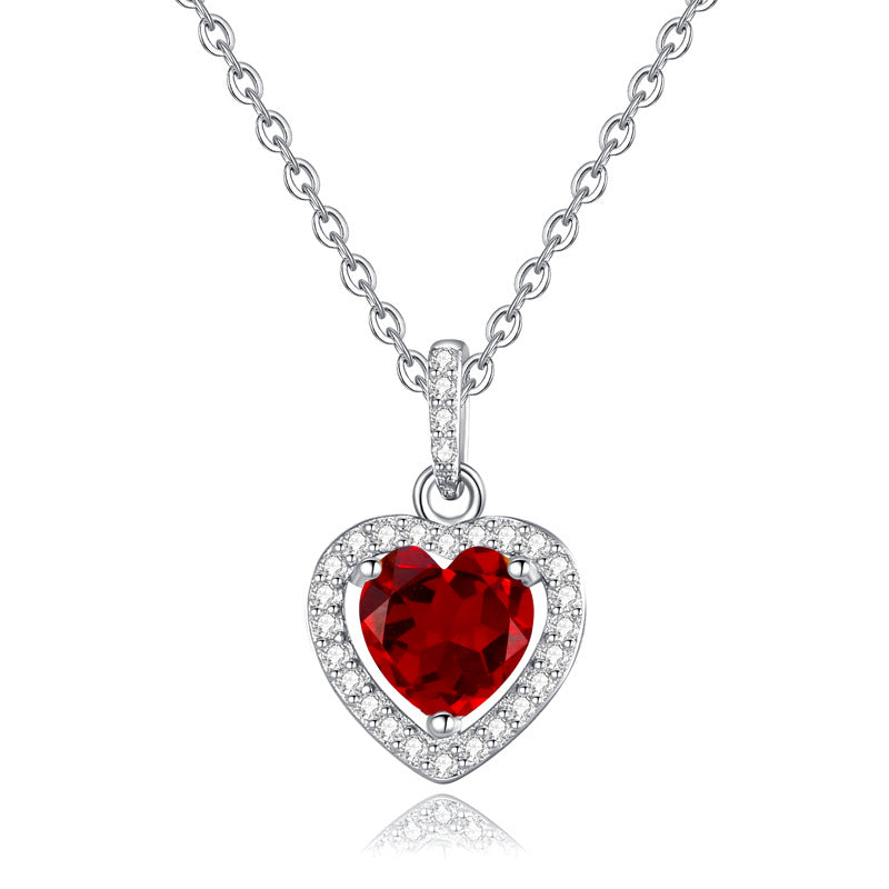 S925 Heart Shape Gemstone Necklace - 5 Options