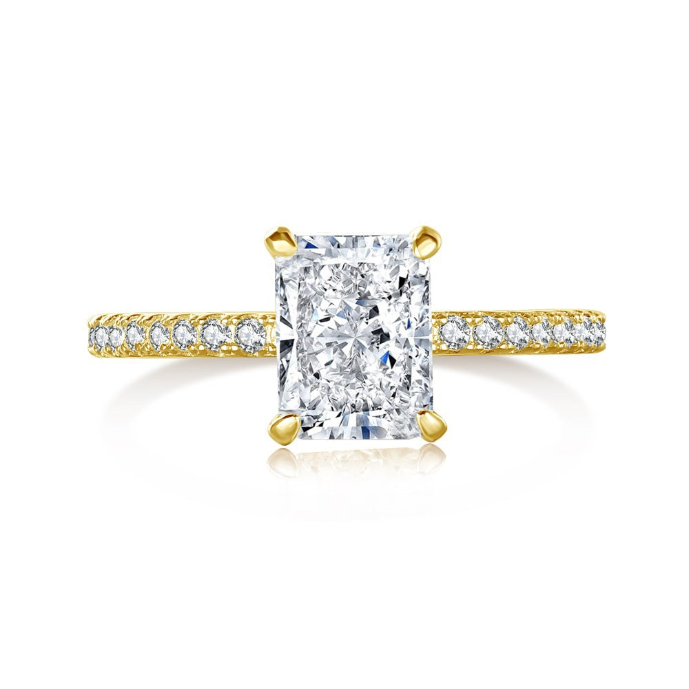 S925 Silver 8A Ice-cut Rectangle Zircon Ring