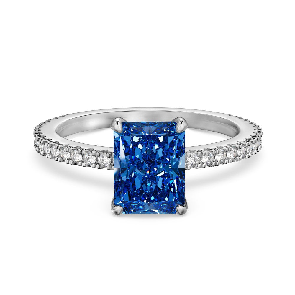 S925 Silver 8A Ice-cut Rectangle Zircon Ring