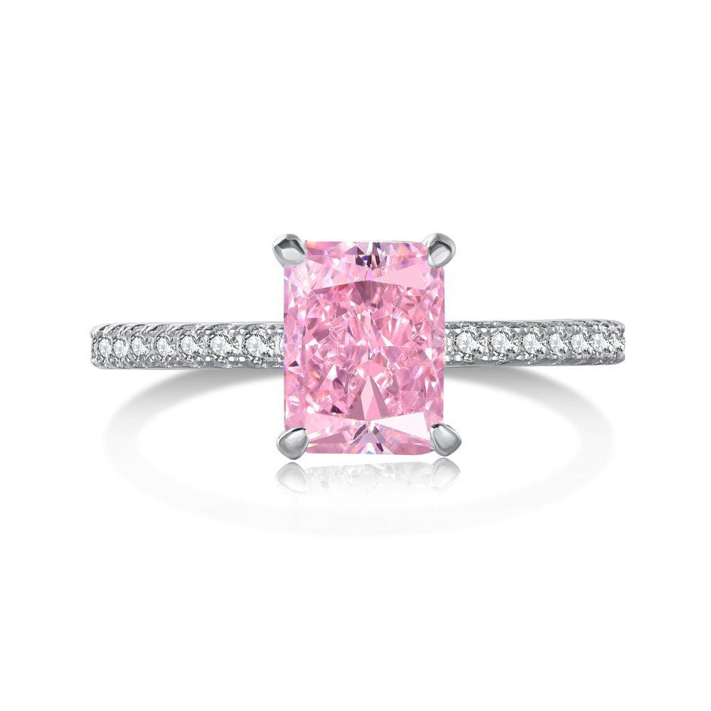 S925 Silver 8A Ice-cut Rectangle Zircon Ring