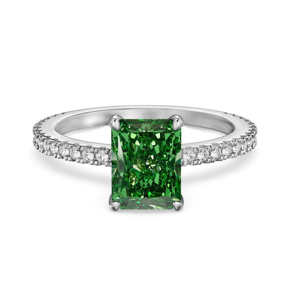 S925 Silver 8A Ice-cut Rectangle Zircon Ring