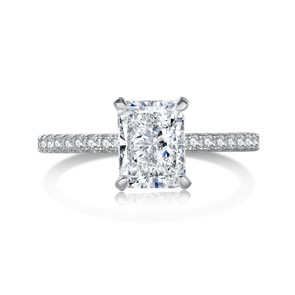 S925 Silver 8A Ice-cut Rectangle Zircon Ring