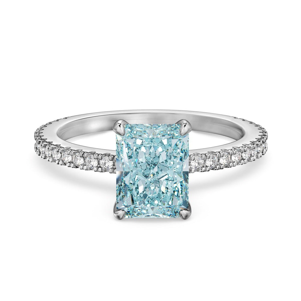 S925 Silver 8A Ice-cut Rectangle Zircon Ring