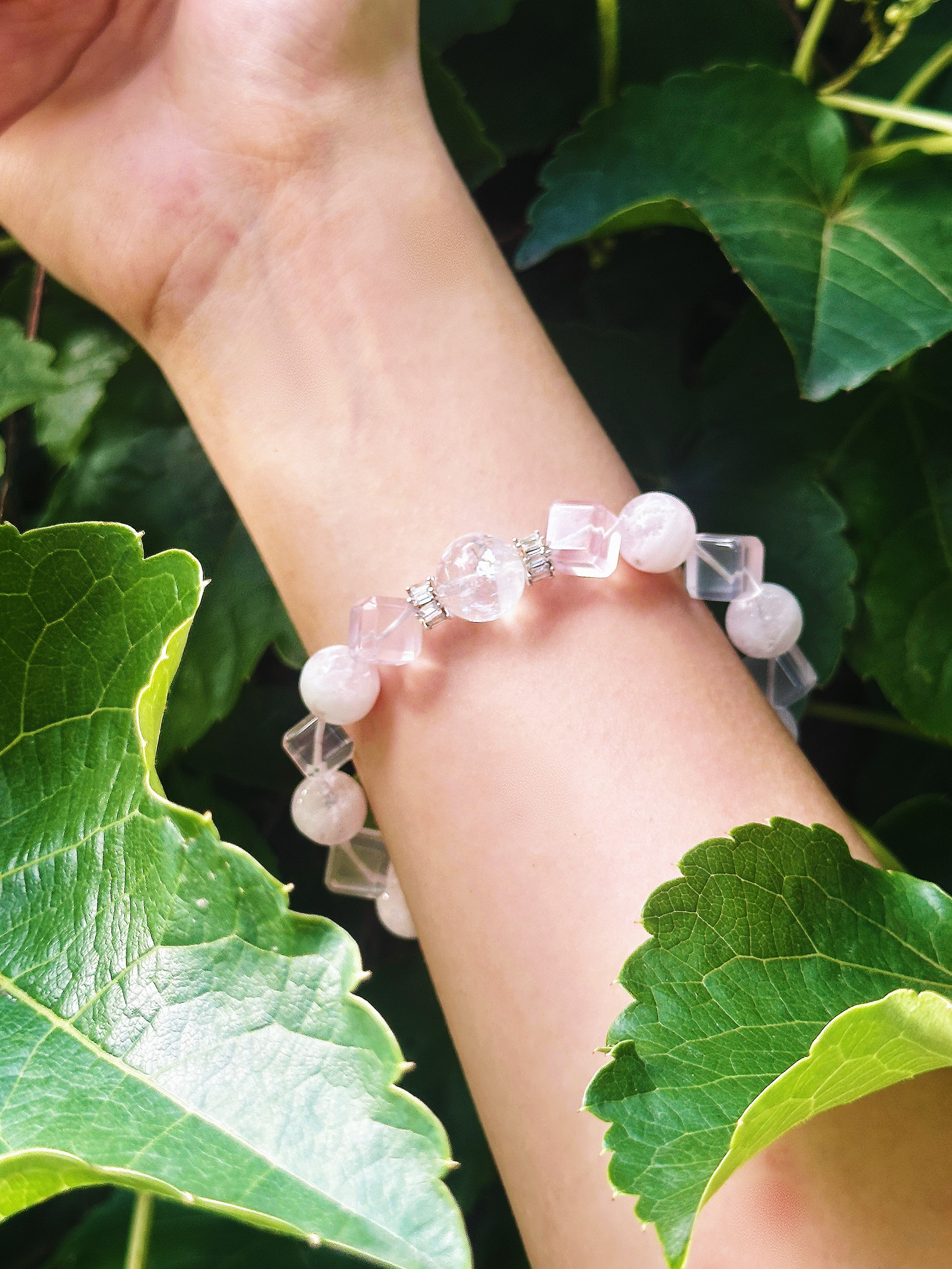 Faceted & Smooth Rose Quartz Bracelet for Love & Emotional Healing