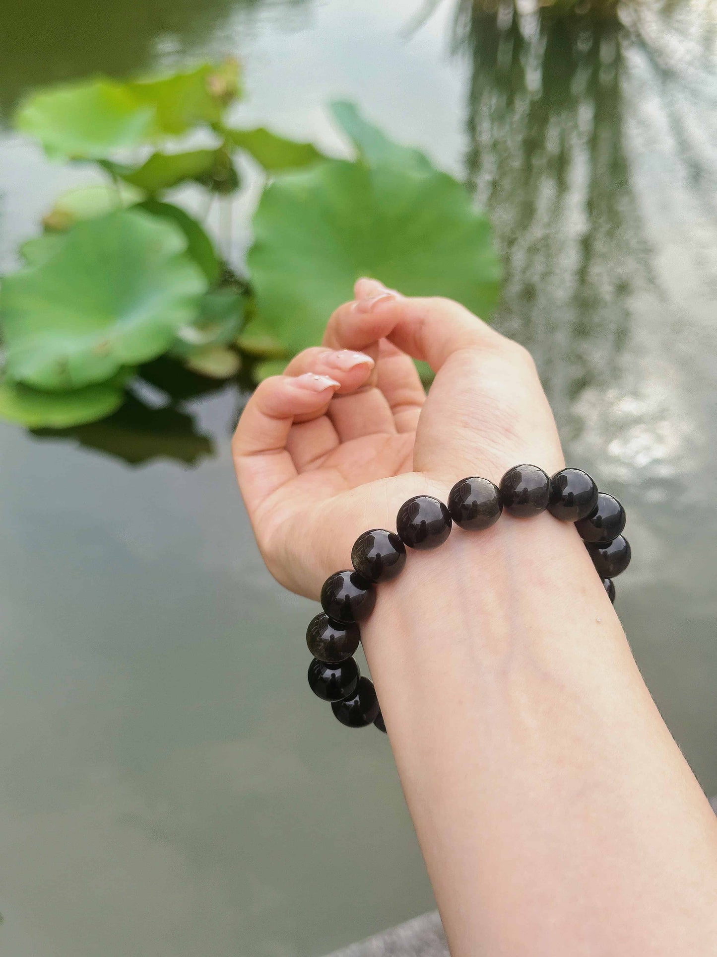 Black Tourmaline Healing Crystal Bracelet – Protection & Grounding | Handmade