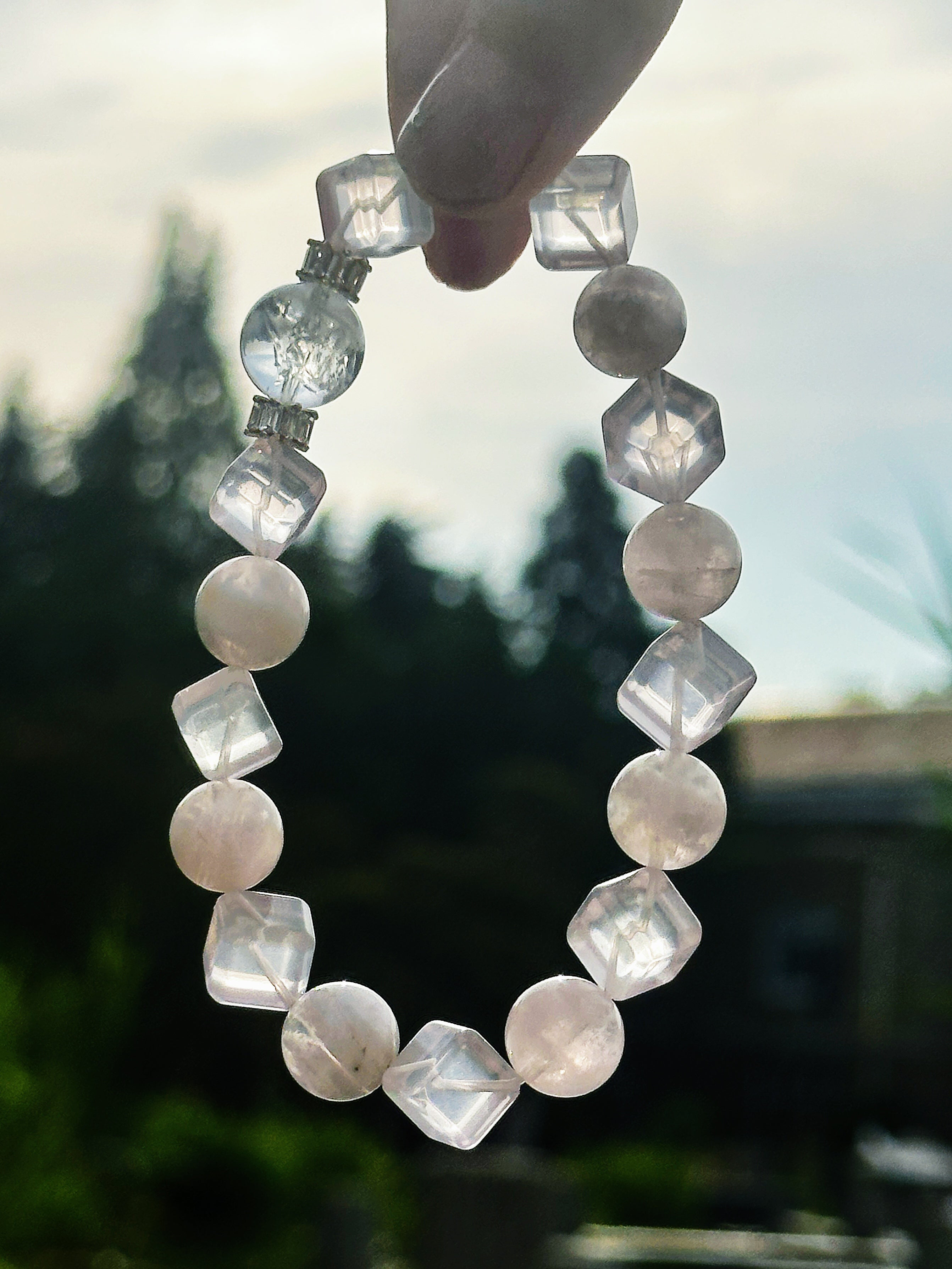Faceted & Smooth Rose Quartz Bracelet for Love & Emotional Healing