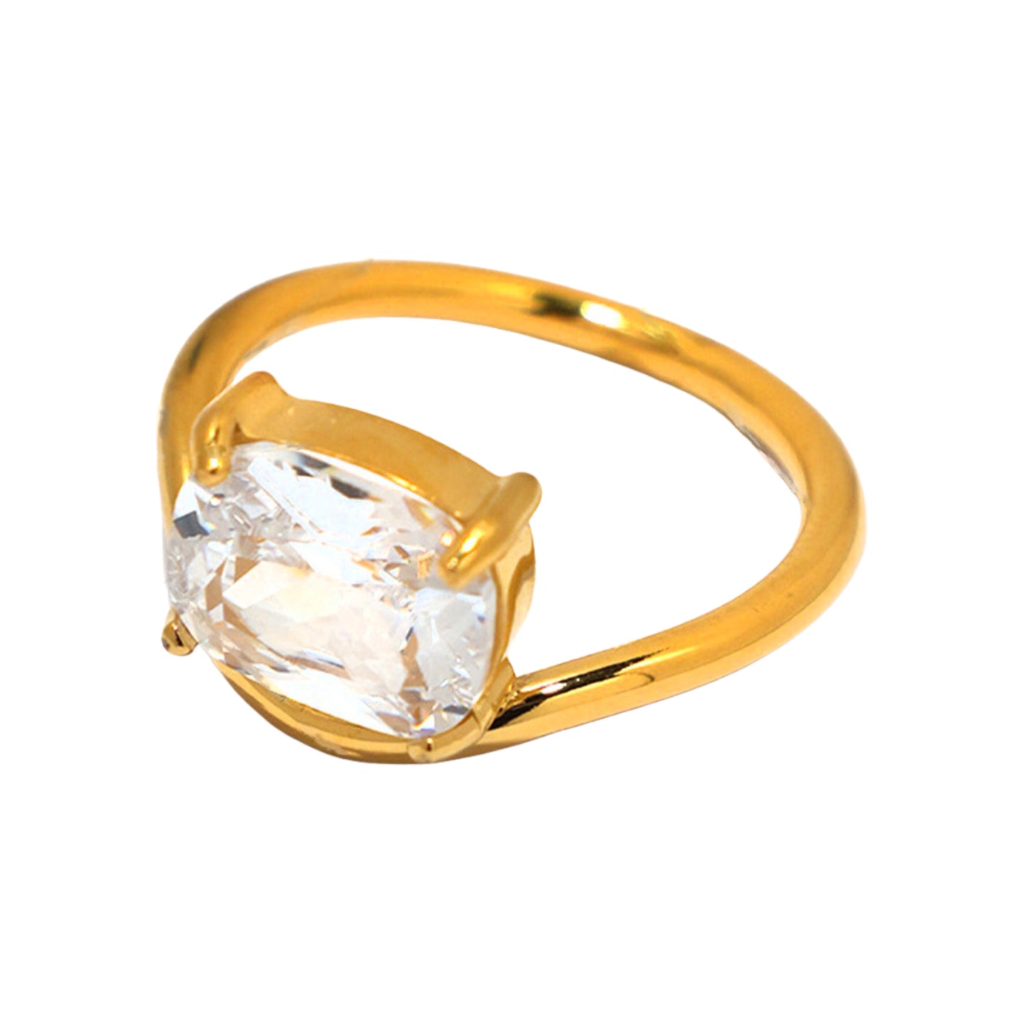 Gold Stainless Steel Zircon Ring