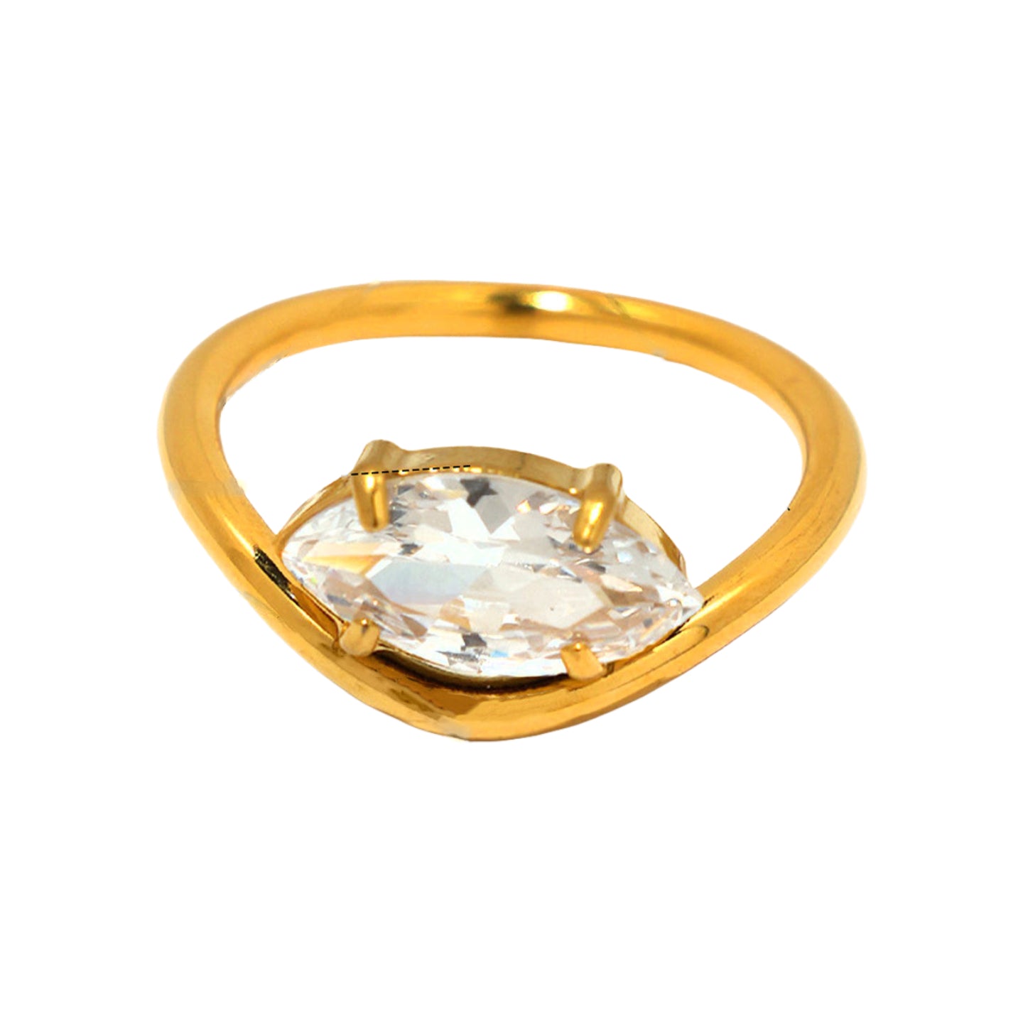 Gold Stainless Steel Zircon Ring