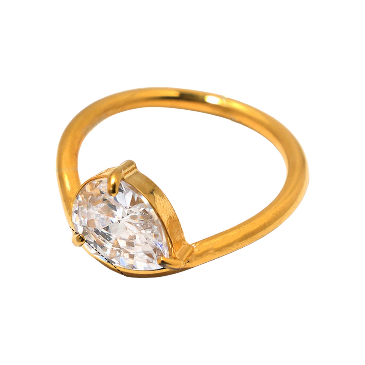 Gold Stainless Steel Zircon Ring