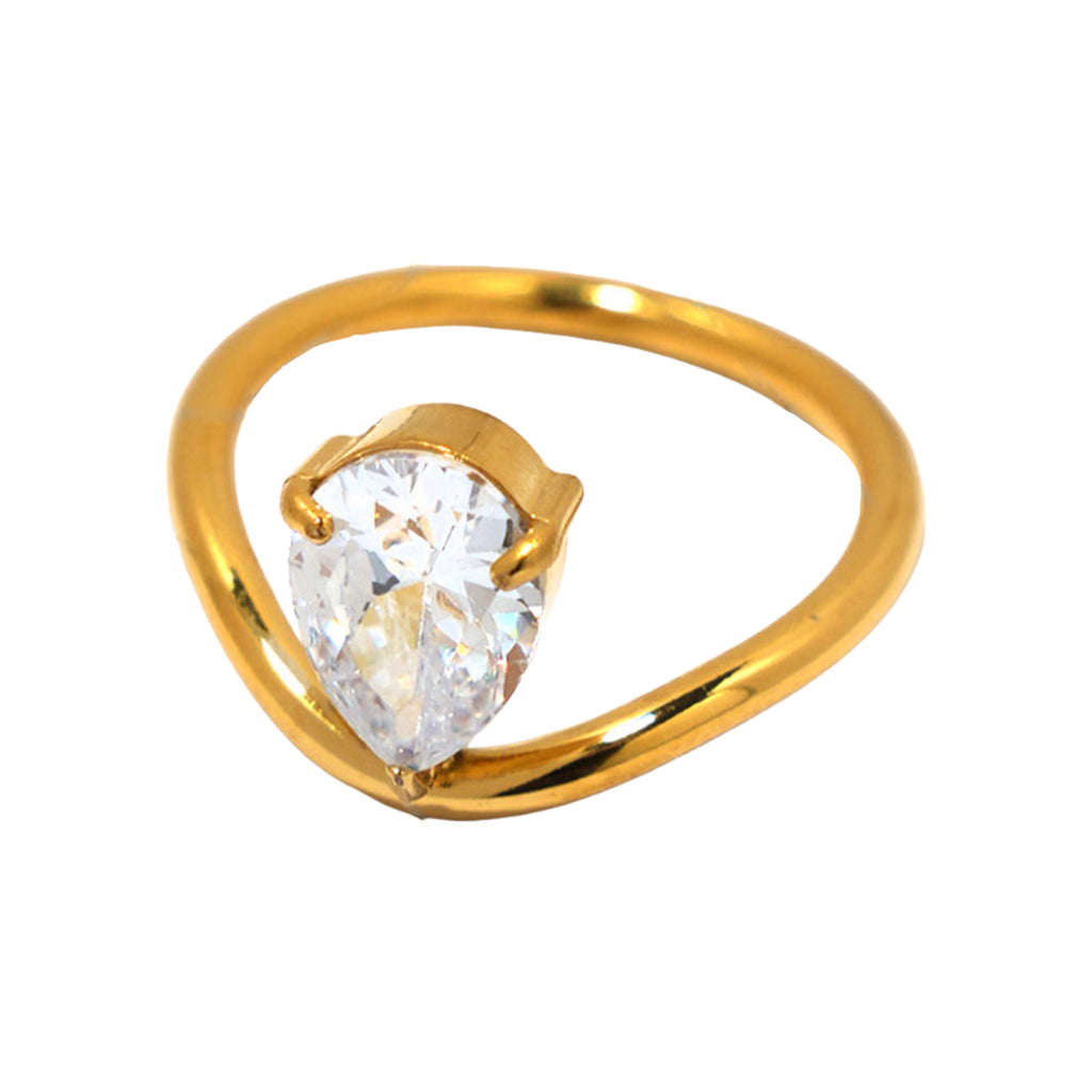 Gold Stainless Steel Zircon Ring