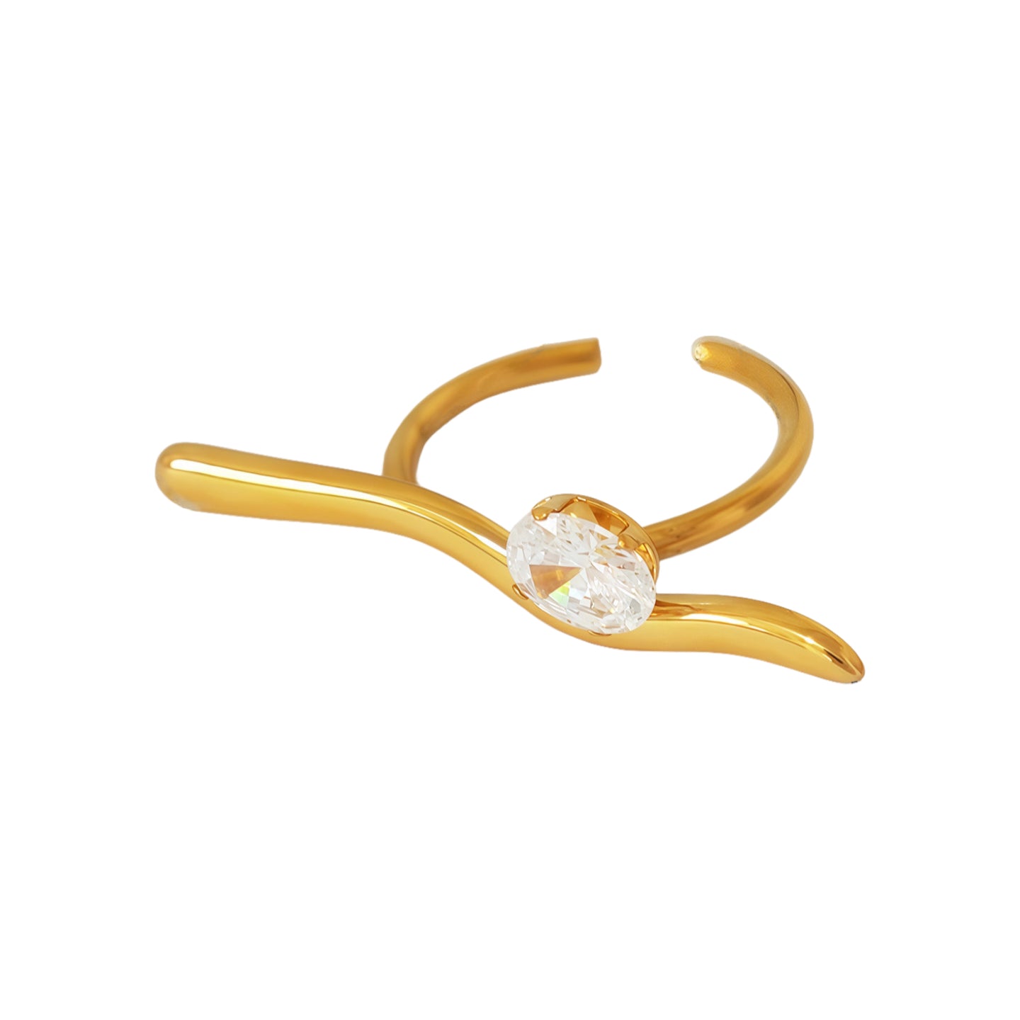 Gold Stainless Steel Zircon Ring