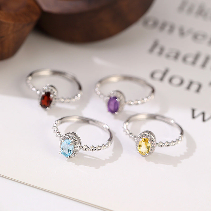 Natural Crystal Gemstone Ring - 5 Gemstone Options