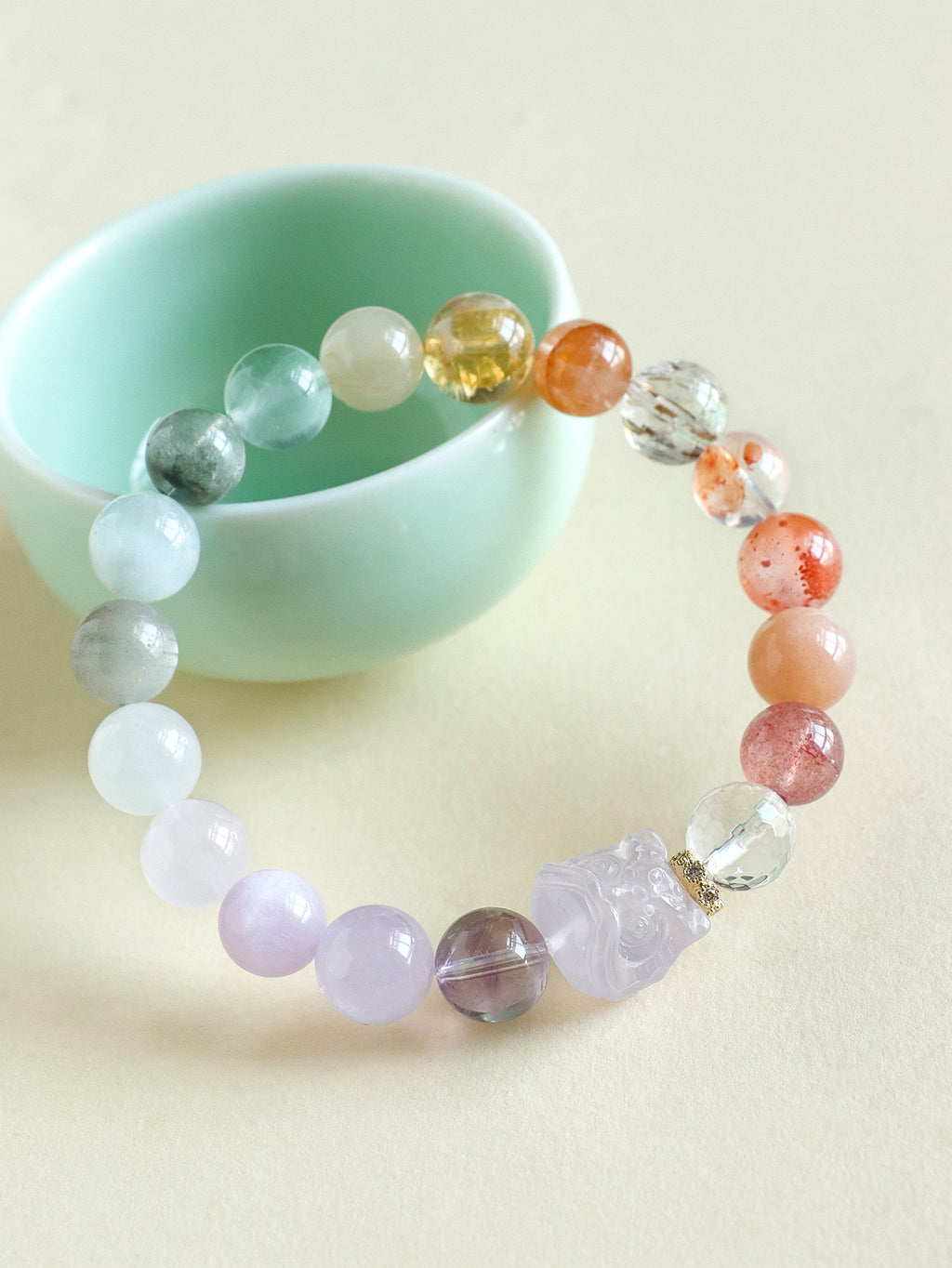 Lion Guardian Multi-Stone Crystal Bracelet – Harmony & Good Fortune