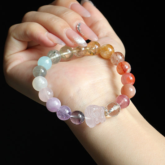 Lion Guardian Multi-Stone Crystal Bracelet – Harmony & Good Fortune