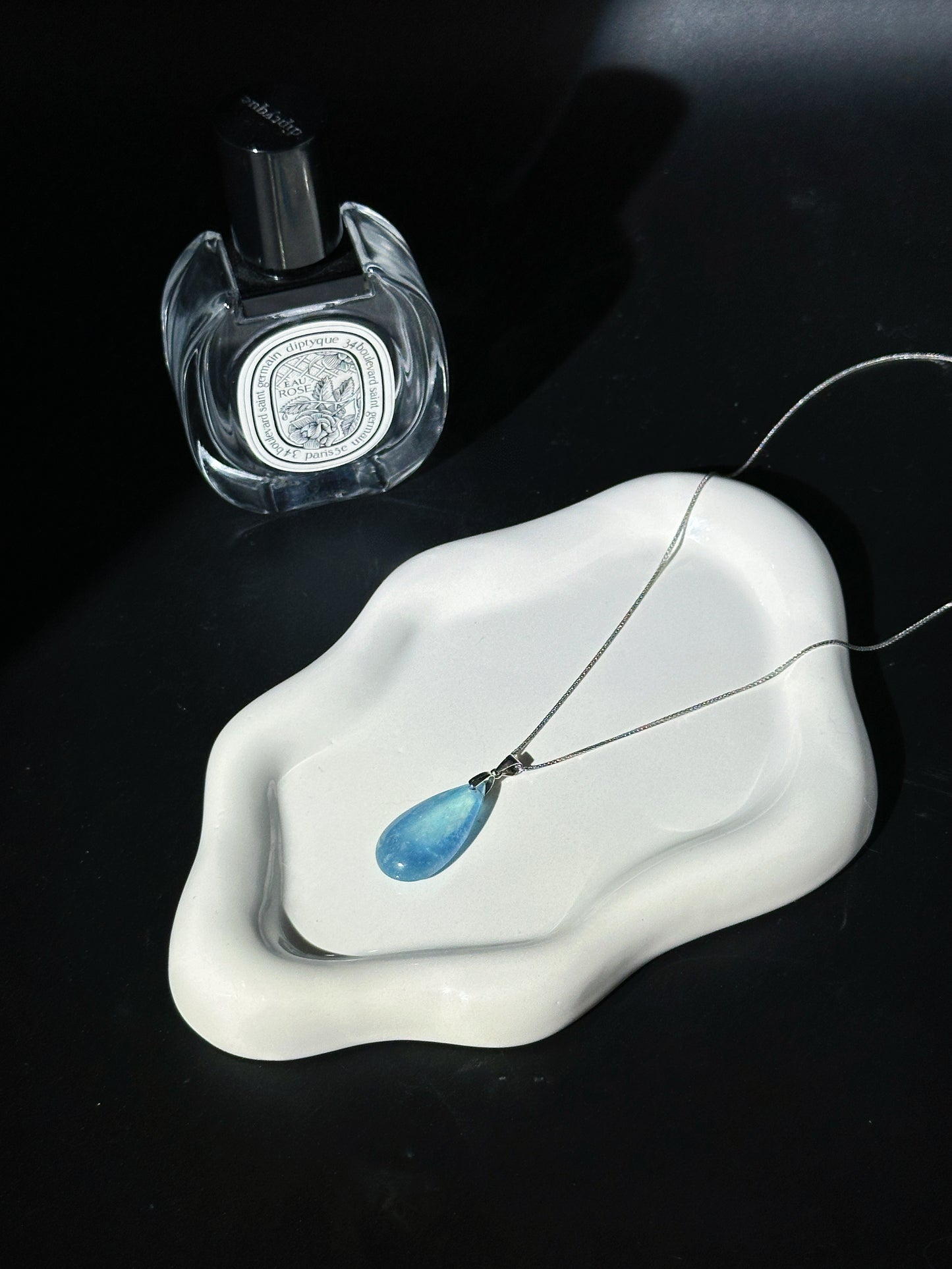 Aquamarine Teardrop Pendant Necklace with 925 Silver