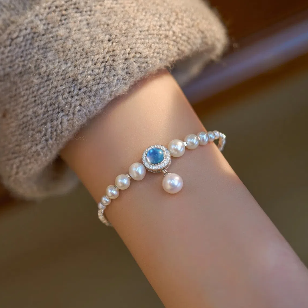 Aquamarine & Pearl Bracelet