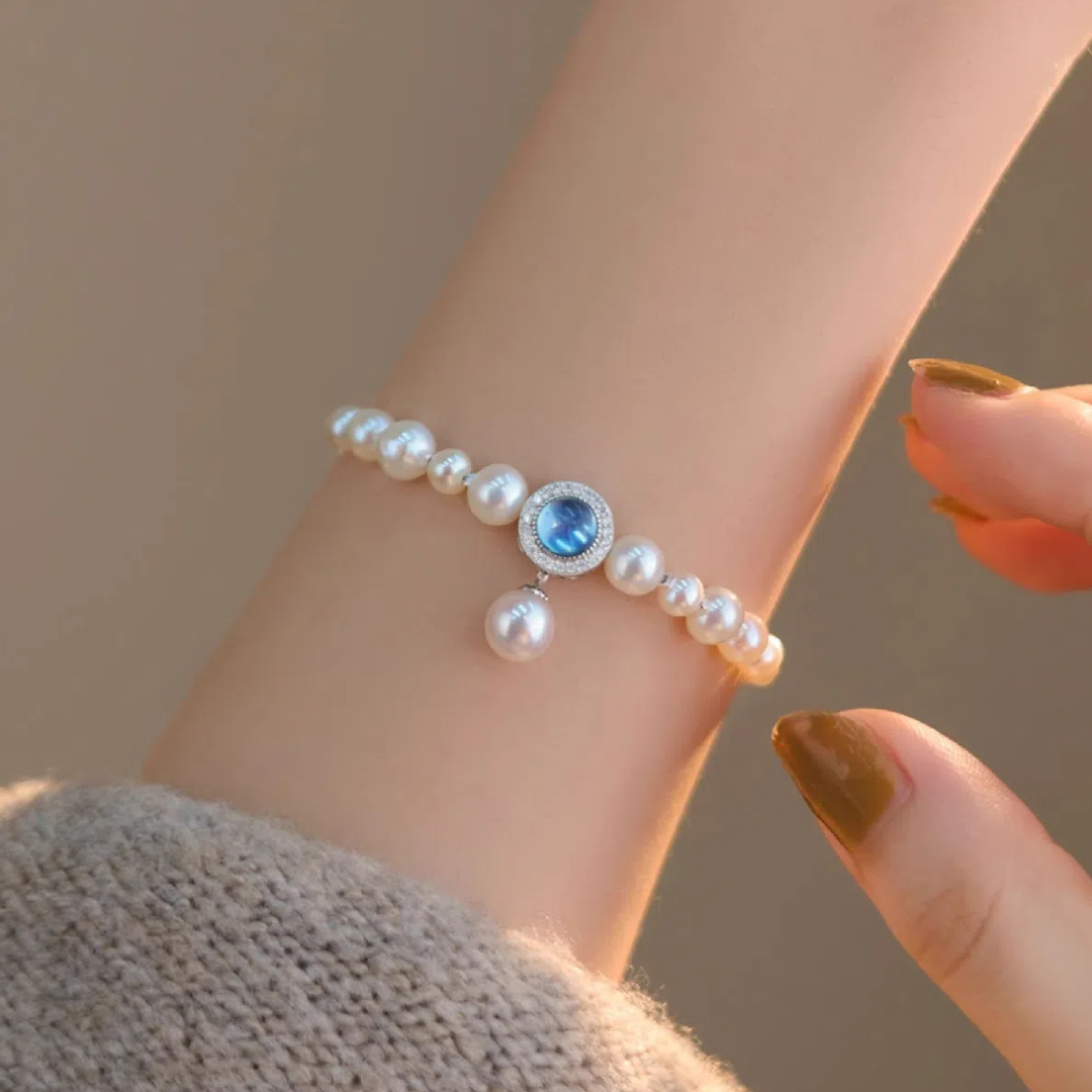 Aquamarine & Pearl Bracelet