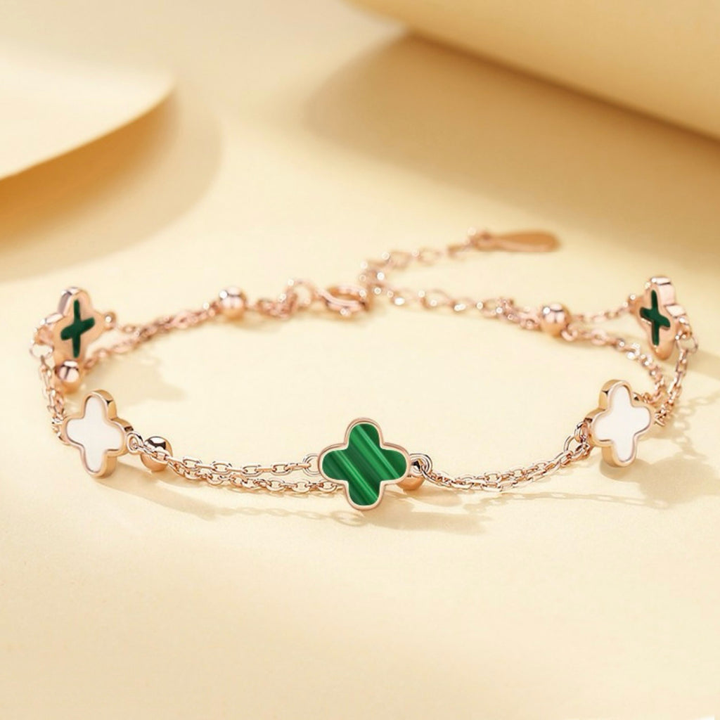 Lucky Clover Stone Bracelet