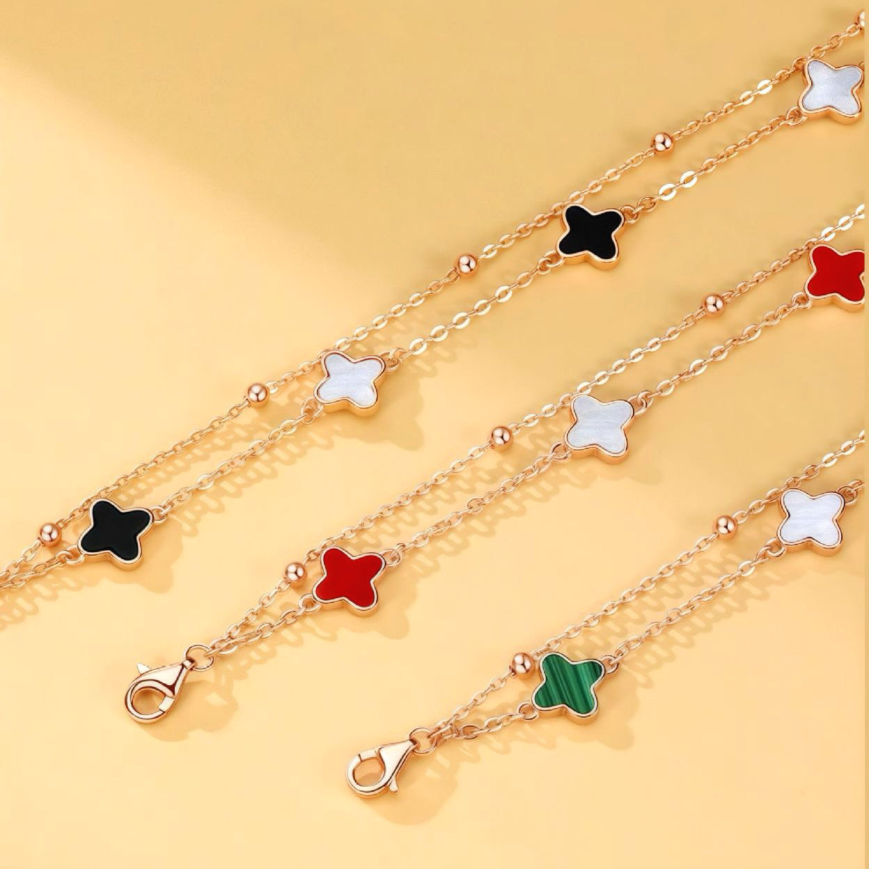 Lucky Clover Stone Bracelet