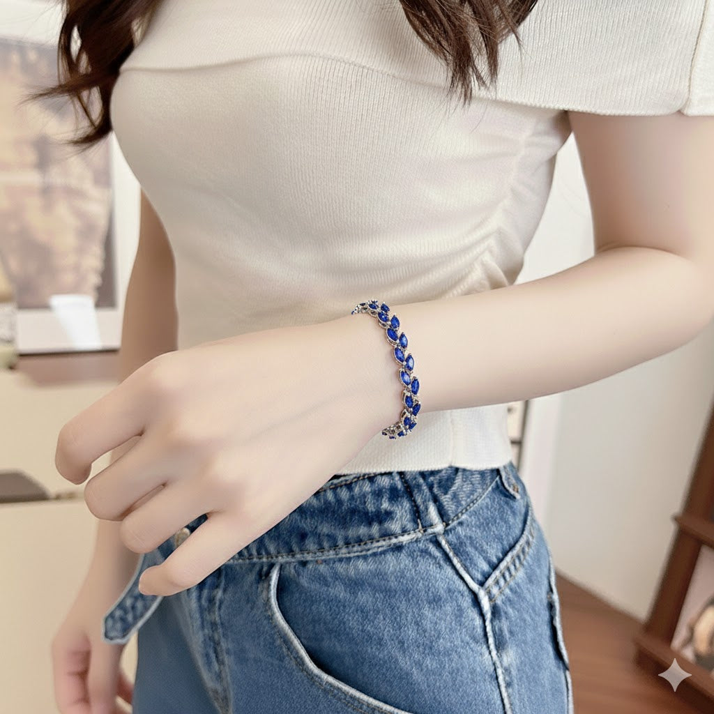 Multi-Color Oval Zircon Bracelet - Blue Oval