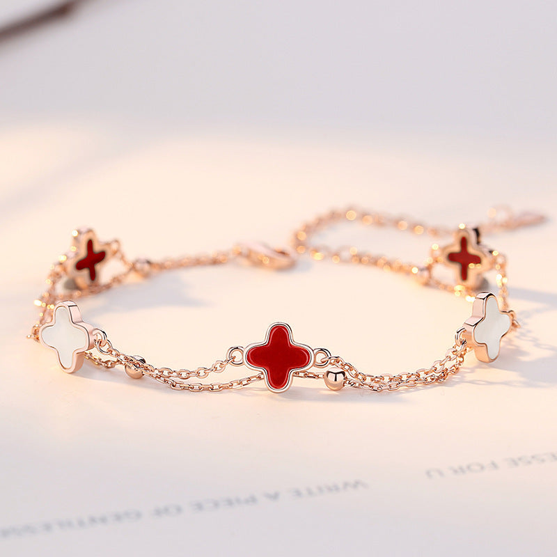 Lucky Clover Stone Bracelet