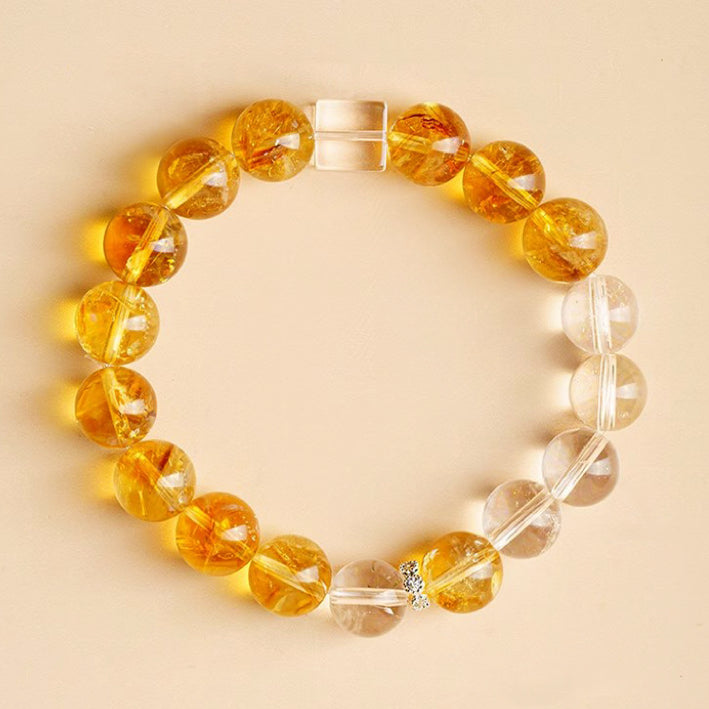 Citrine & Clear Quartz Bracelet in S925 Silver – Confidence & Clarity