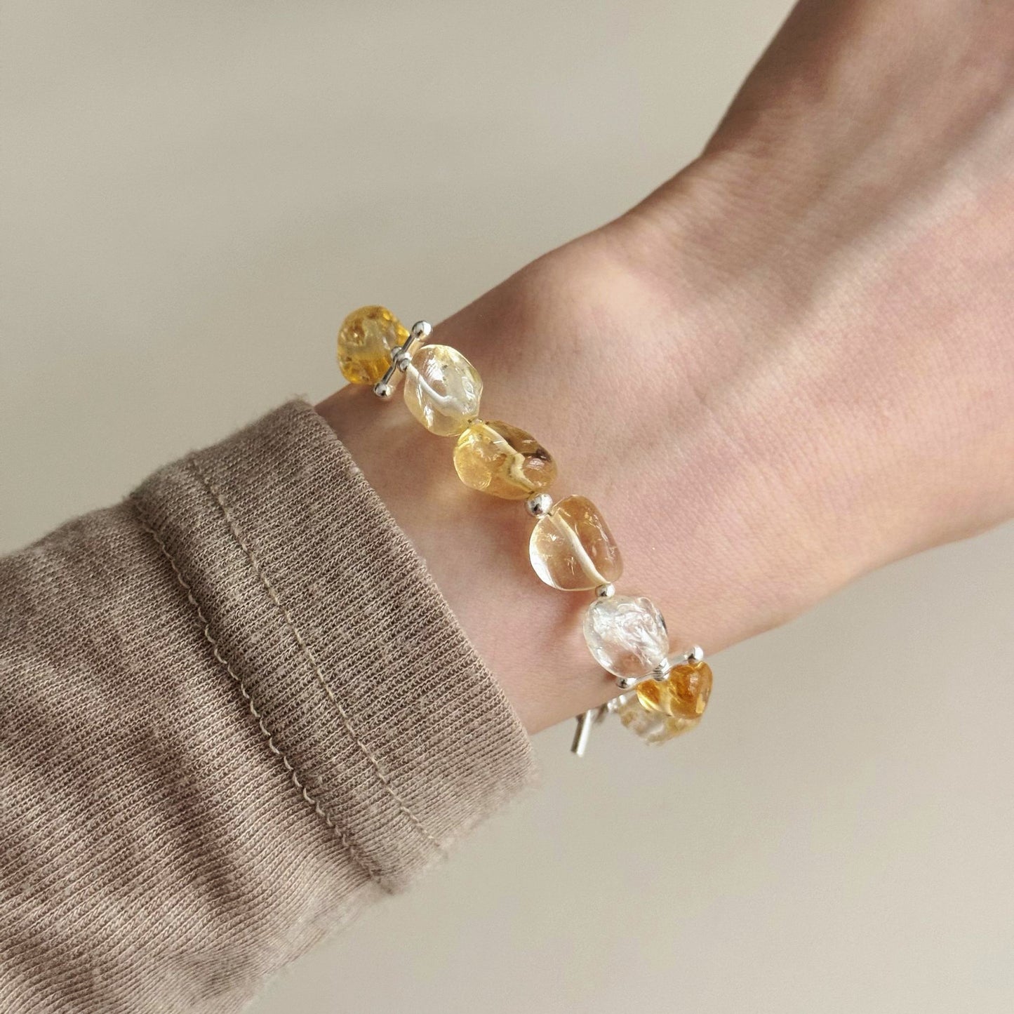 Raw Citrine Crystal Bracelet – Abundance & Confidence in S925 Silver