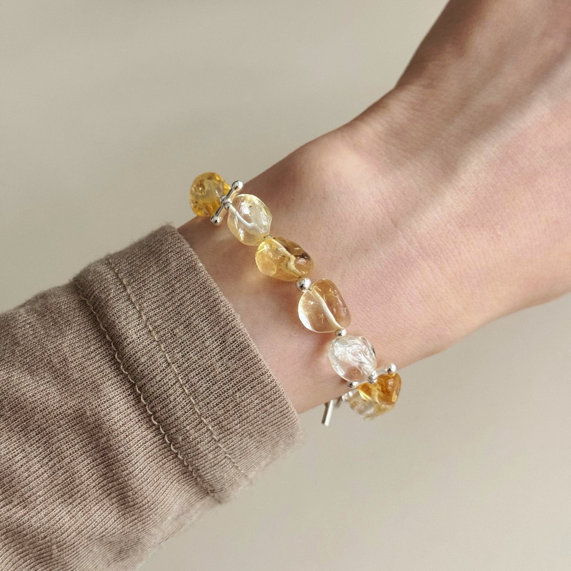 Raw Citrine Crystal Bracelet – Abundance & Confidence in S925 Silver