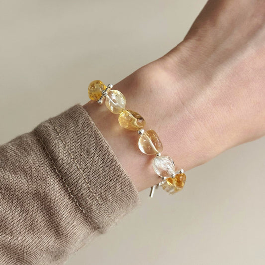 Raw Citrine Crystal Bracelet – Abundance & Confidence in S925 Silver