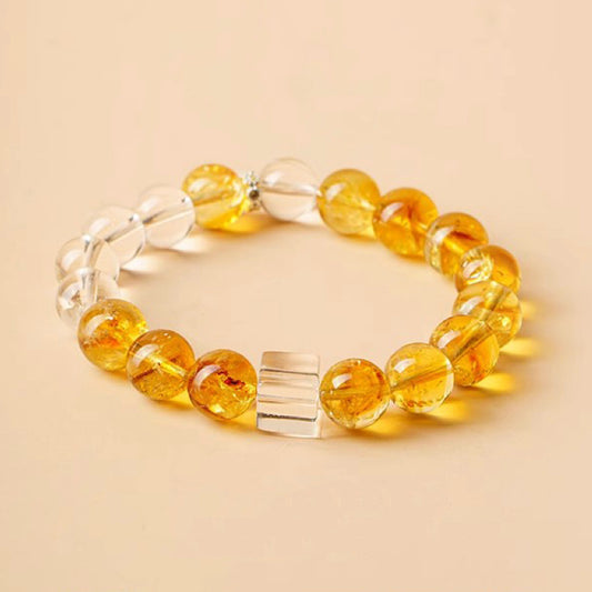 Citrine & Clear Quartz Bracelet in S925 Silver – Confidence & Clarity
