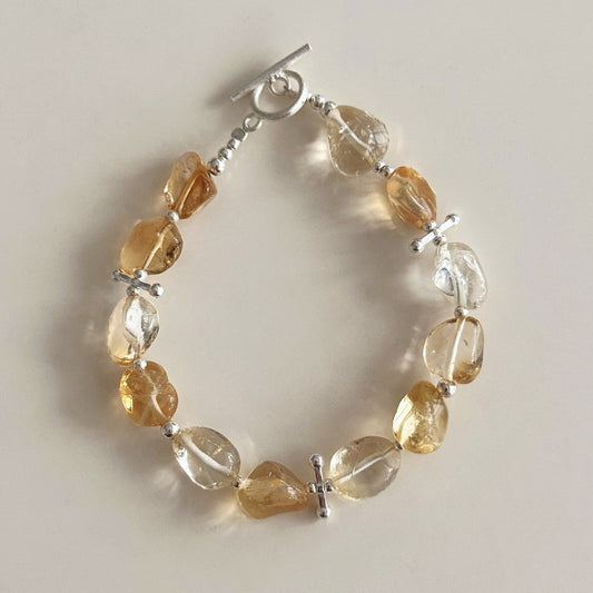 Raw Citrine Crystal Bracelet – Abundance & Confidence in S925 Silver