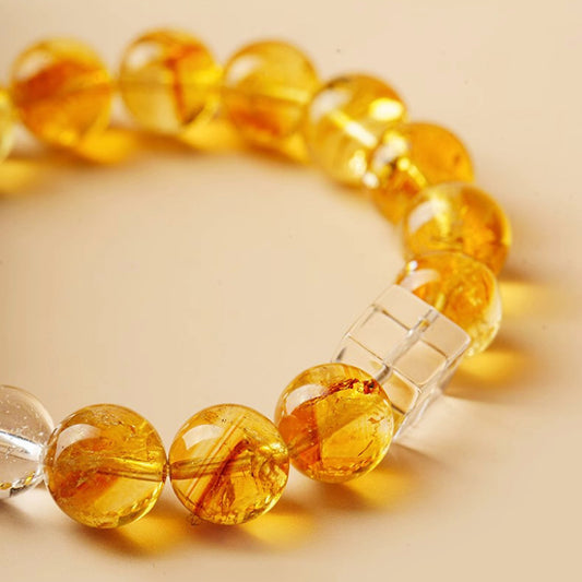 Citrine & Clear Quartz Bracelet in S925 Silver – Confidence & Clarity
