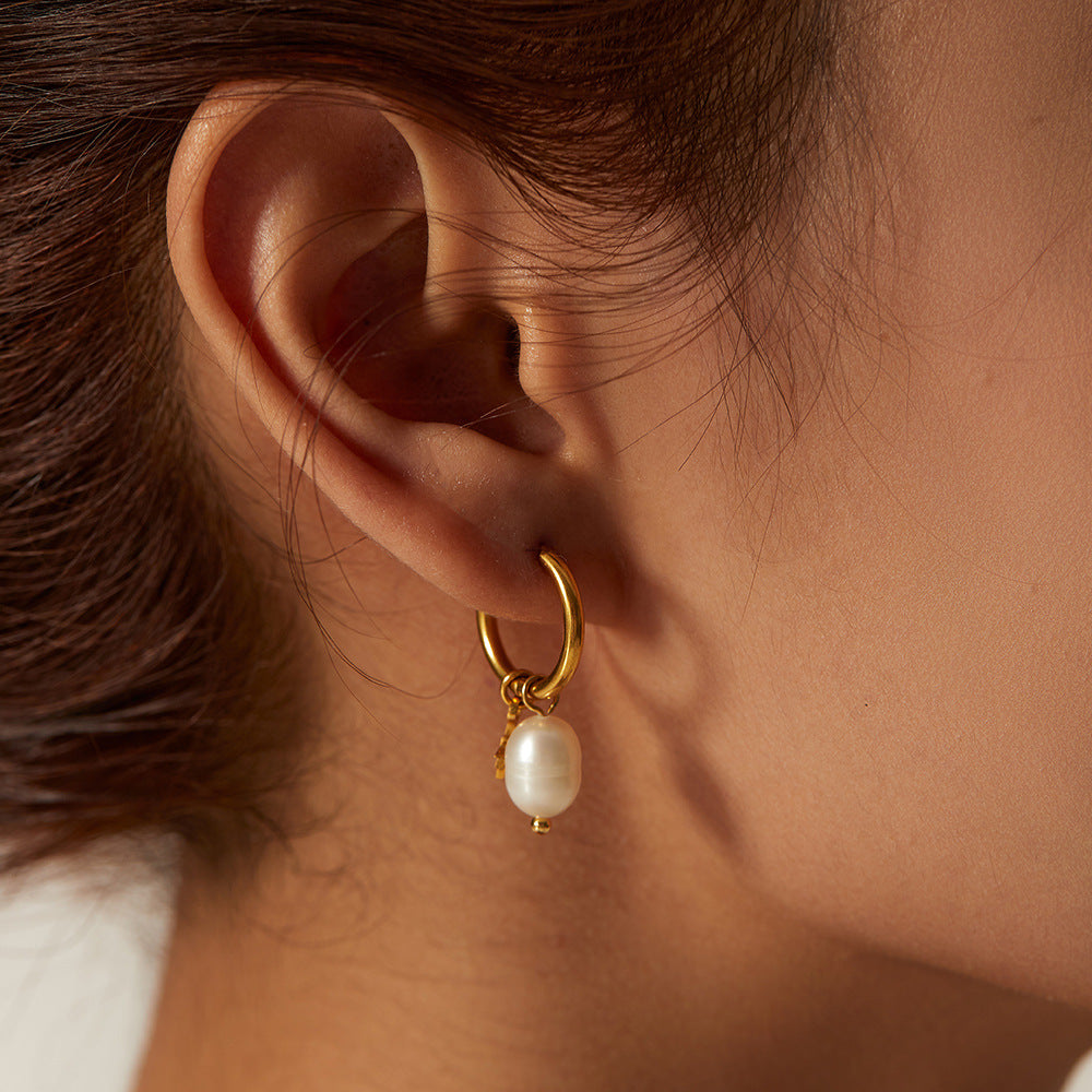 Freshwater Pearl Star Drop Earrings