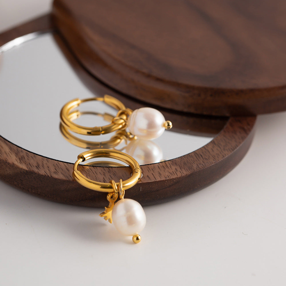 Freshwater Pearl Star Drop Earrings