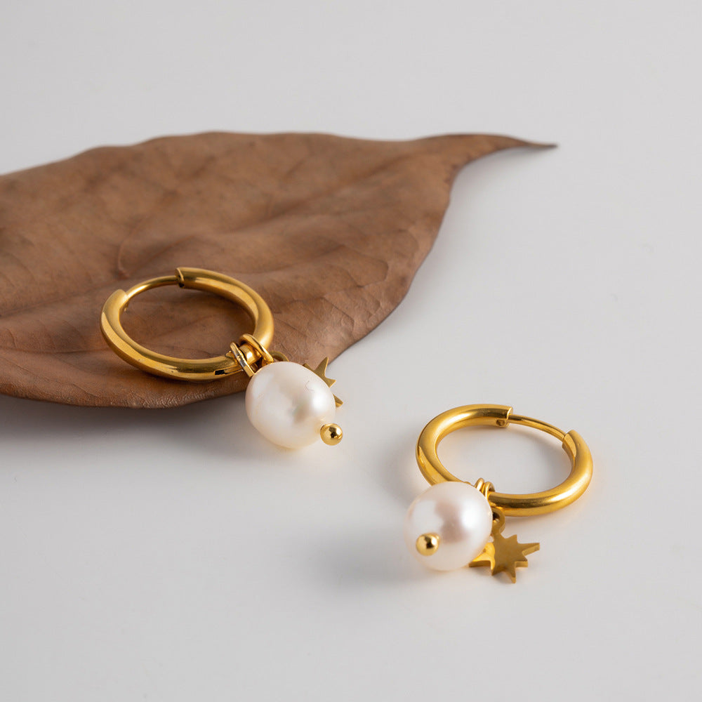 Freshwater Pearl Star Drop Earrings