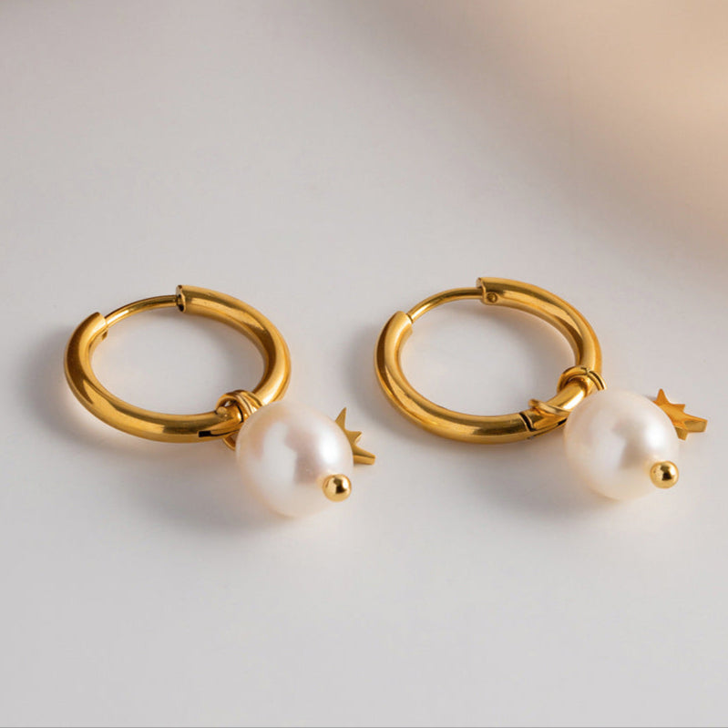 Freshwater Pearl Star Drop Earrings