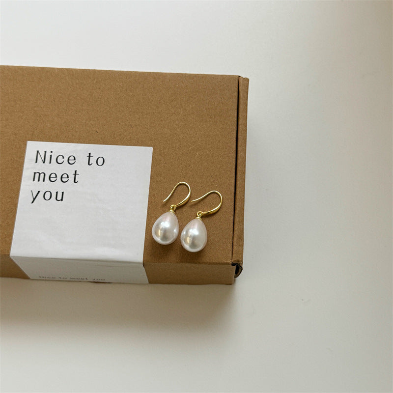 Teardrop Pearl Hook Earrings