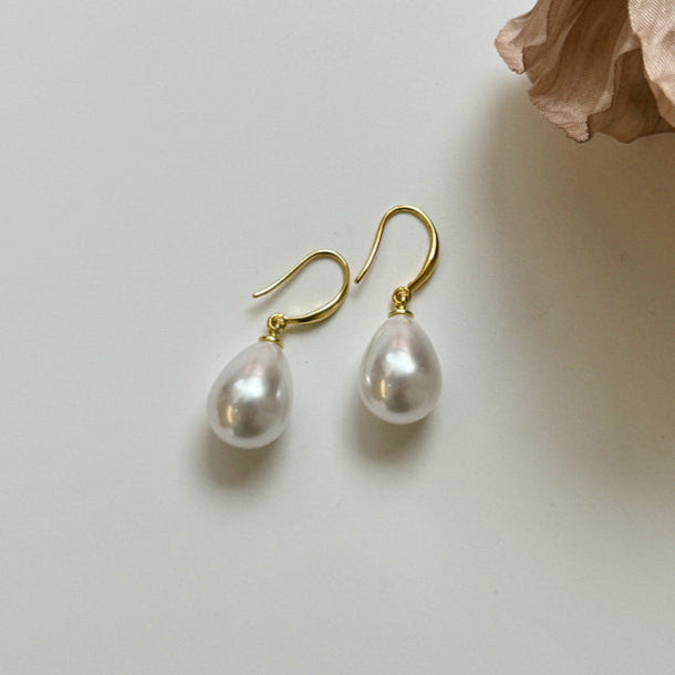 Teardrop Pearl Hook Earrings