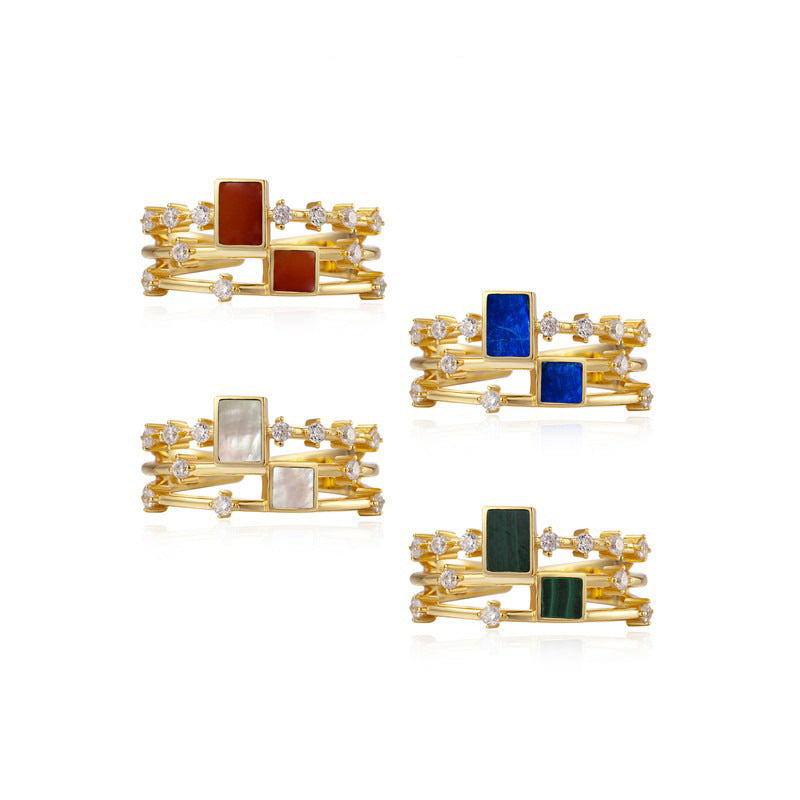 18K Gold Plated Square Zircon Statement Ring