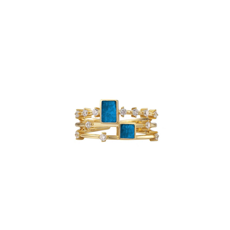 18K Gold Plated Square Zircon Statement Ring