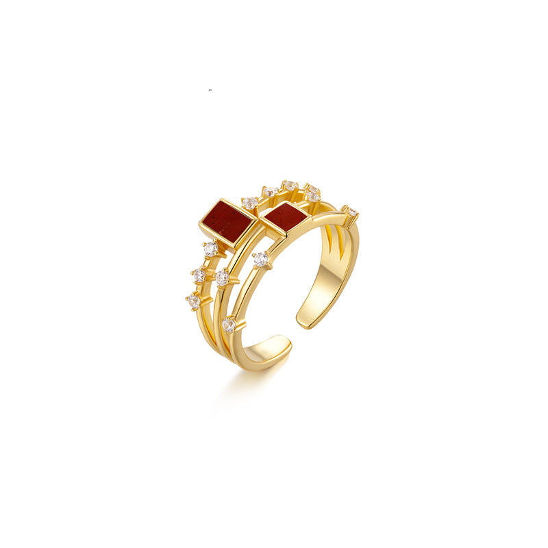 18K Gold Plated Square Zircon Statement Ring