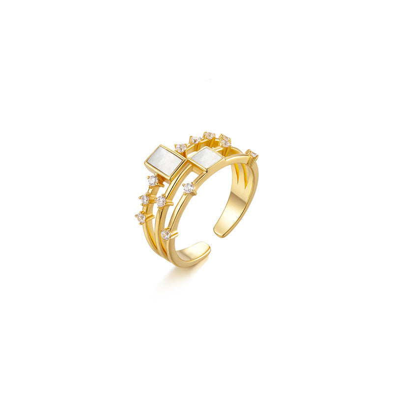 18K Gold Plated Square Zircon Statement Ring