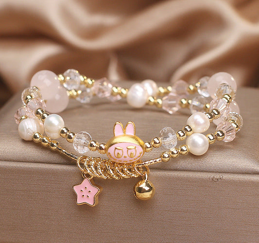 Rose Quartz Labubu Bracelet – Love & Healing | Moondora