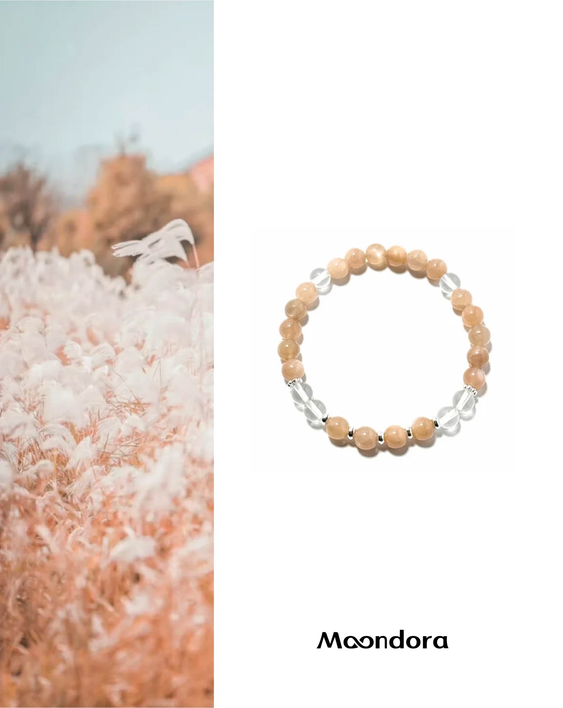 Sunstone and Clear Quartz Bracelet - Attrack Love & Peace