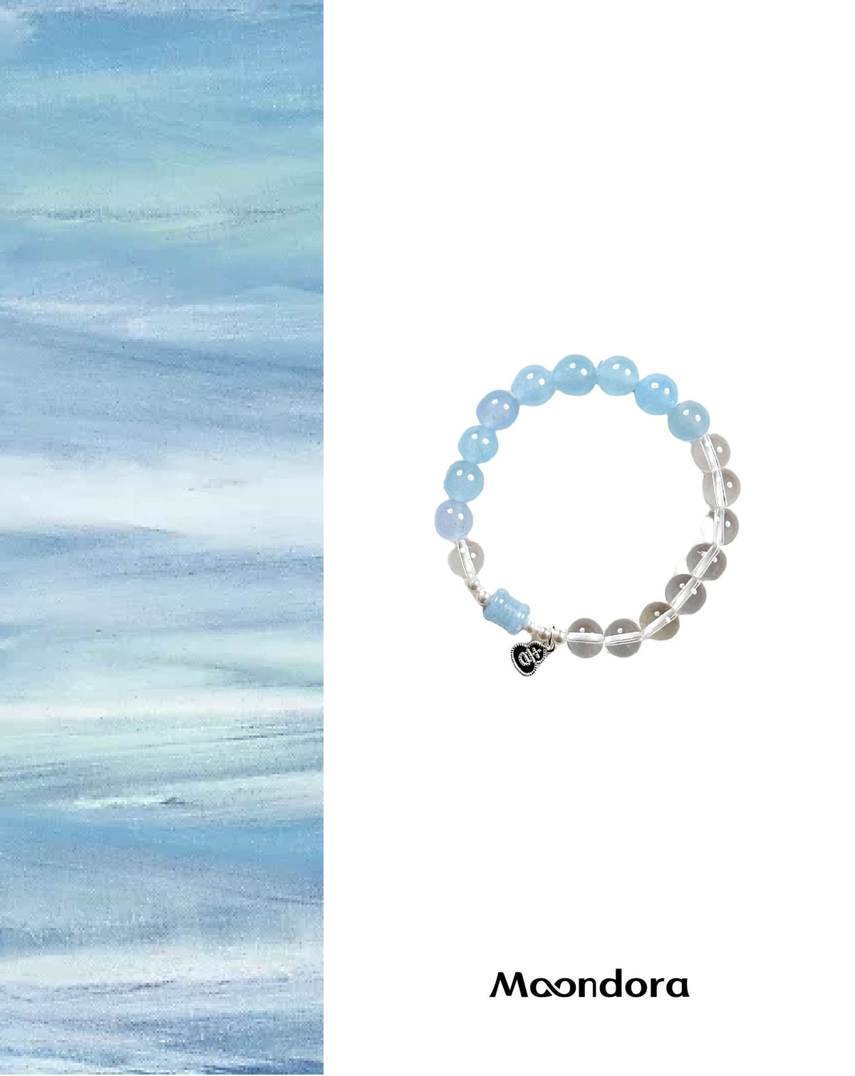 Aquamarine and Clear Quartz Healing Bracelet – Luck, Inner Peace | Water Element