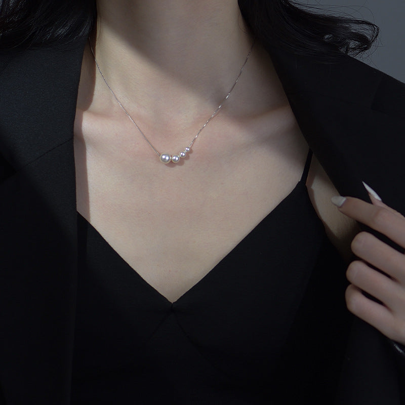 S925 Sterling Silver Pearl Bead Necklace Collection