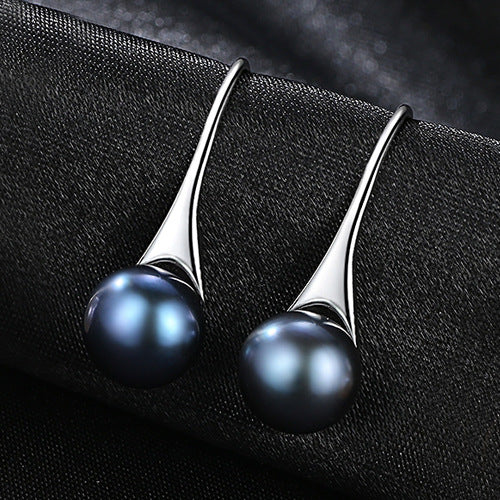 S925 Sterling Silver Dual Pearl Earrings – Gray & White