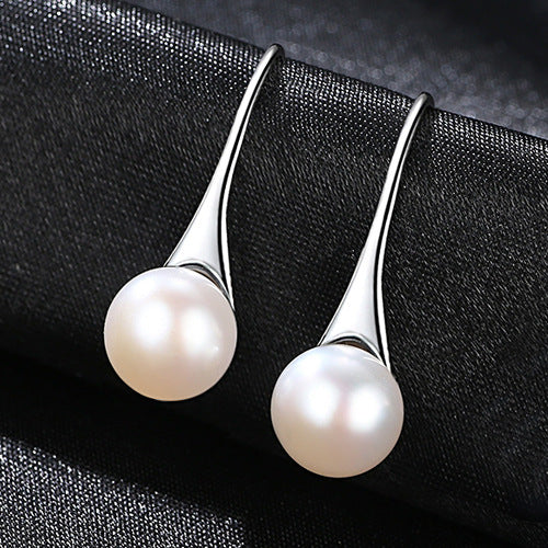S925 Sterling Silver Dual Pearl Earrings – Gray & White
